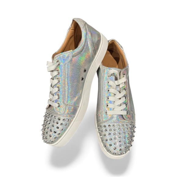 Christian Louboutin Silver Spiked Sneakers - Picture 2 of 4